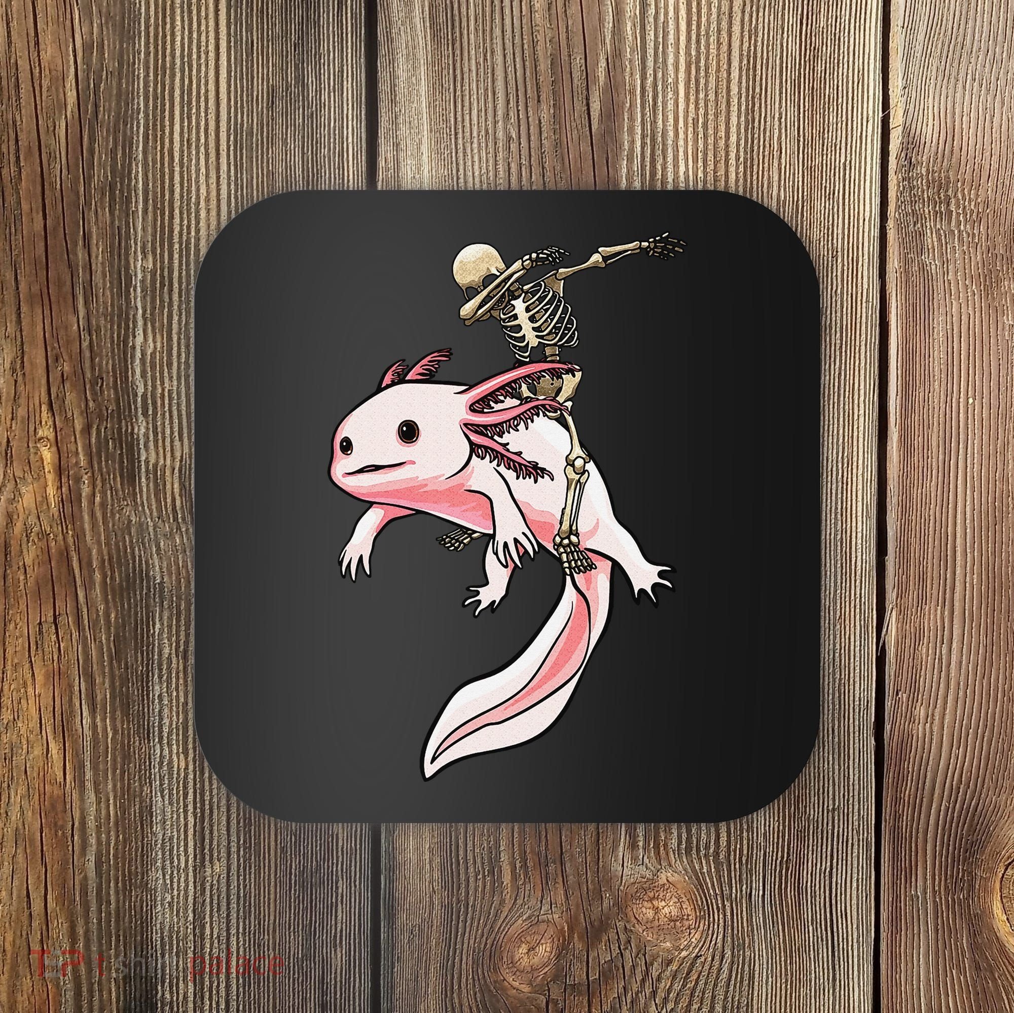 Halloween Skeleton Riding Axolotl Cute Coaster