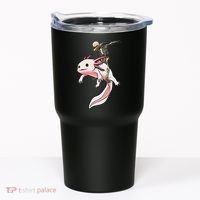 Halloween Skeleton Riding Axolotl Cute Tumbler thumb 0