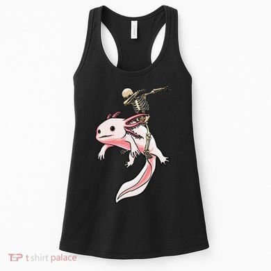 Halloween Skeleton Riding Axolotl Cute Women's Tank Top