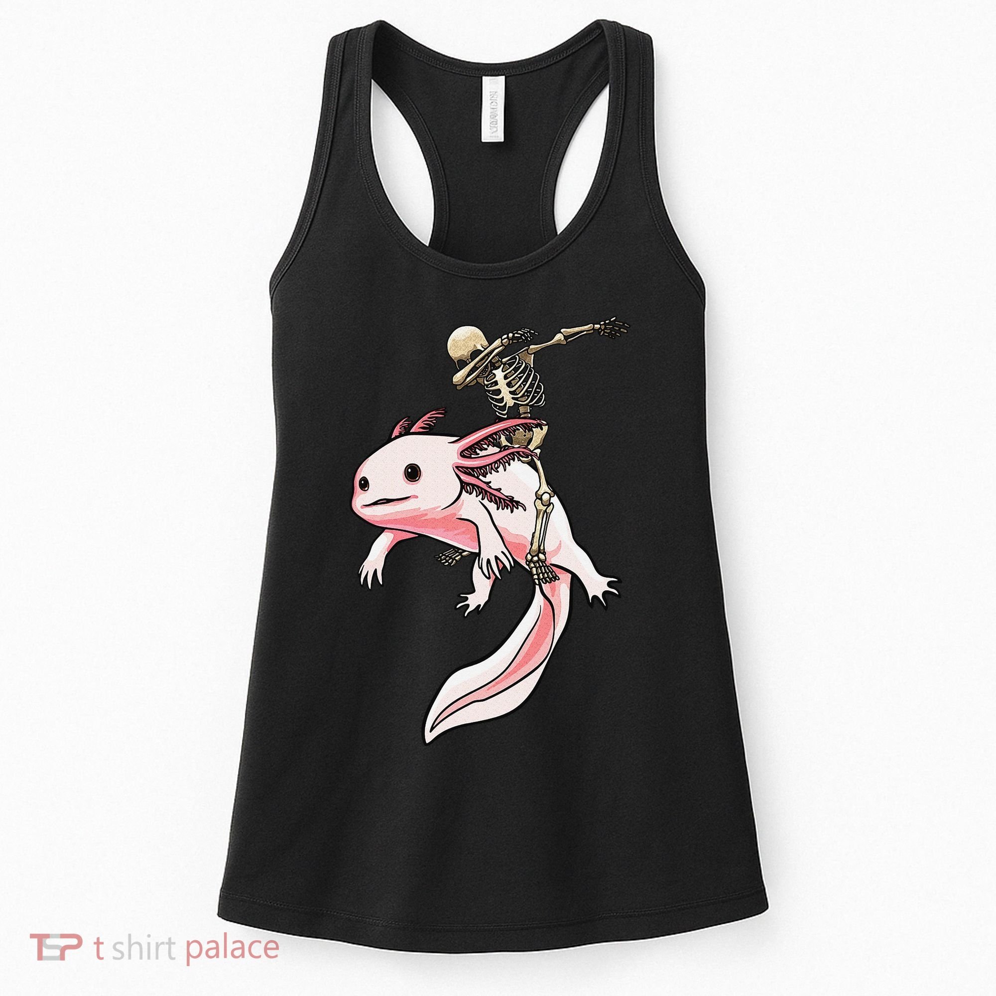 Halloween Skeleton Riding Axolotl Cute Women's Tank Top