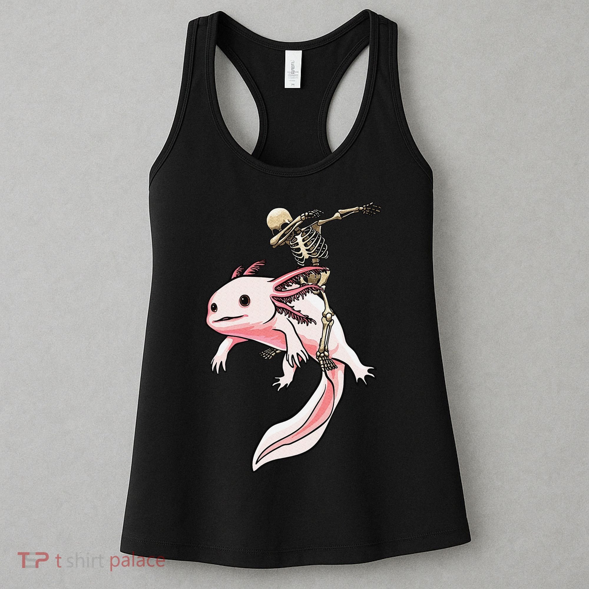 Halloween Skeleton Riding Axolotl Cute Women's Tank Top
