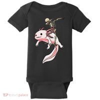 Halloween Skeleton Riding Axolotl Cute Baby Bodysuit thumb 0