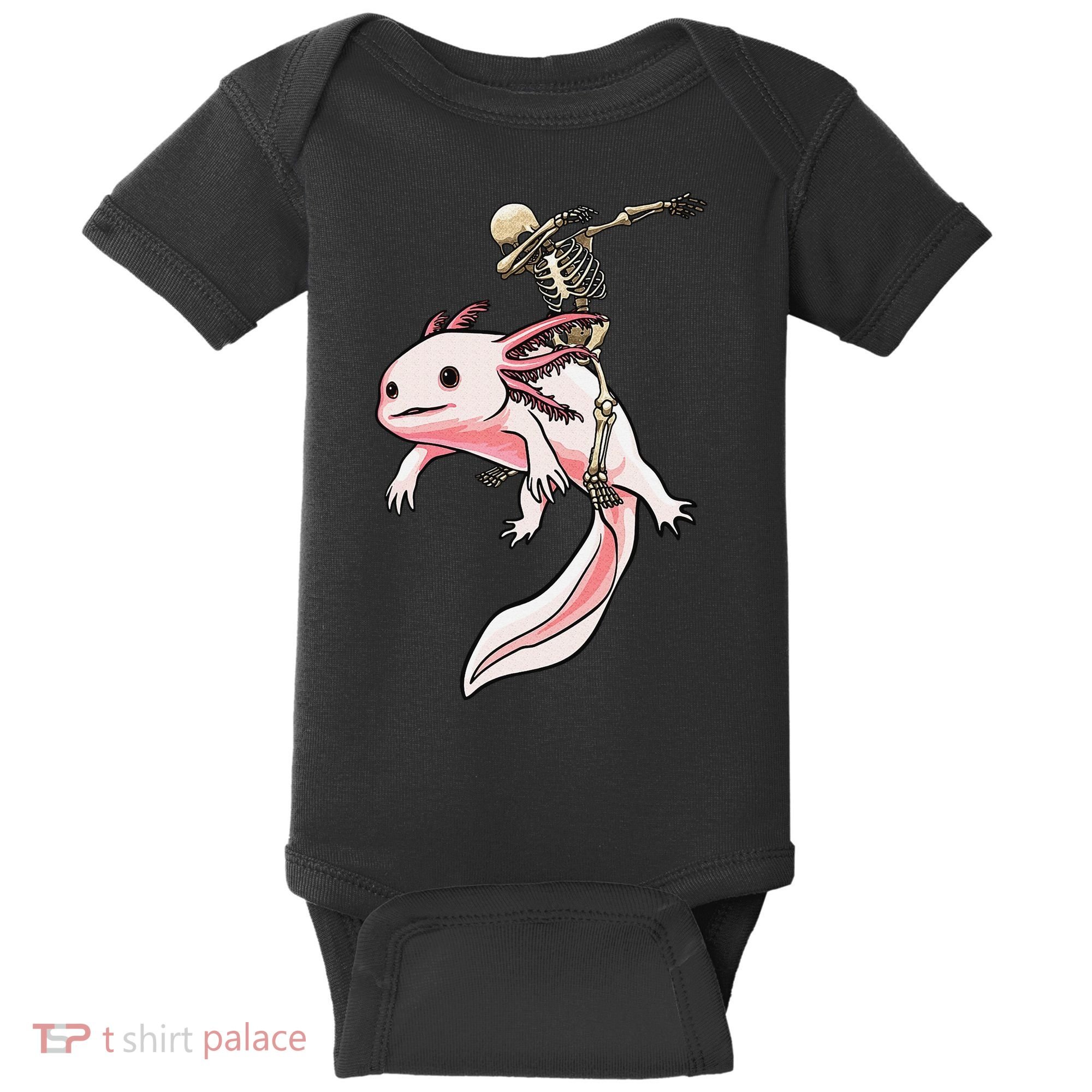 Halloween Skeleton Riding Axolotl Cute Baby Bodysuit