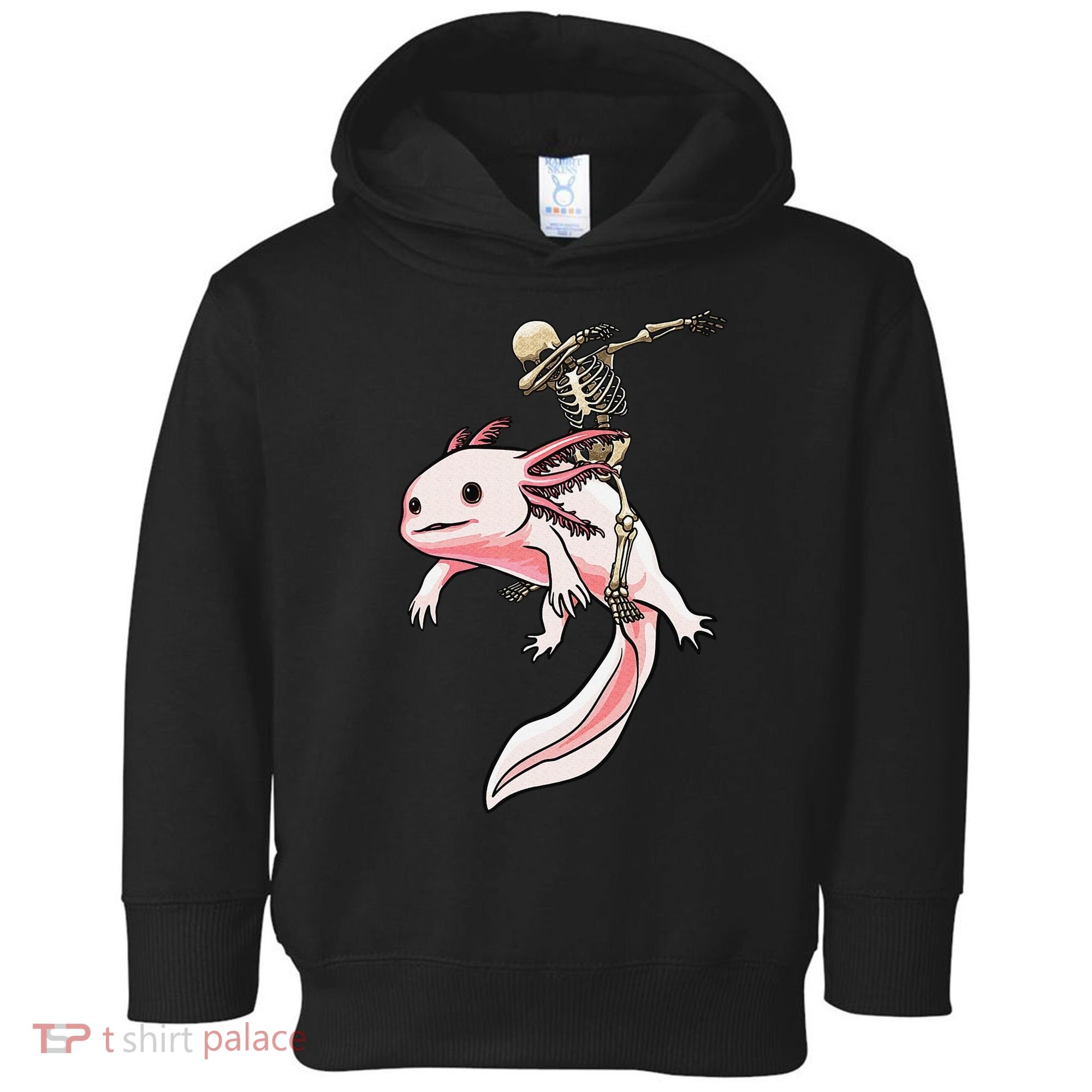 Halloween Skeleton Riding Axolotl Cute Toddler Hoodie