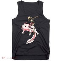 Halloween Skeleton Riding Axolotl Cute Tank Top thumb 0