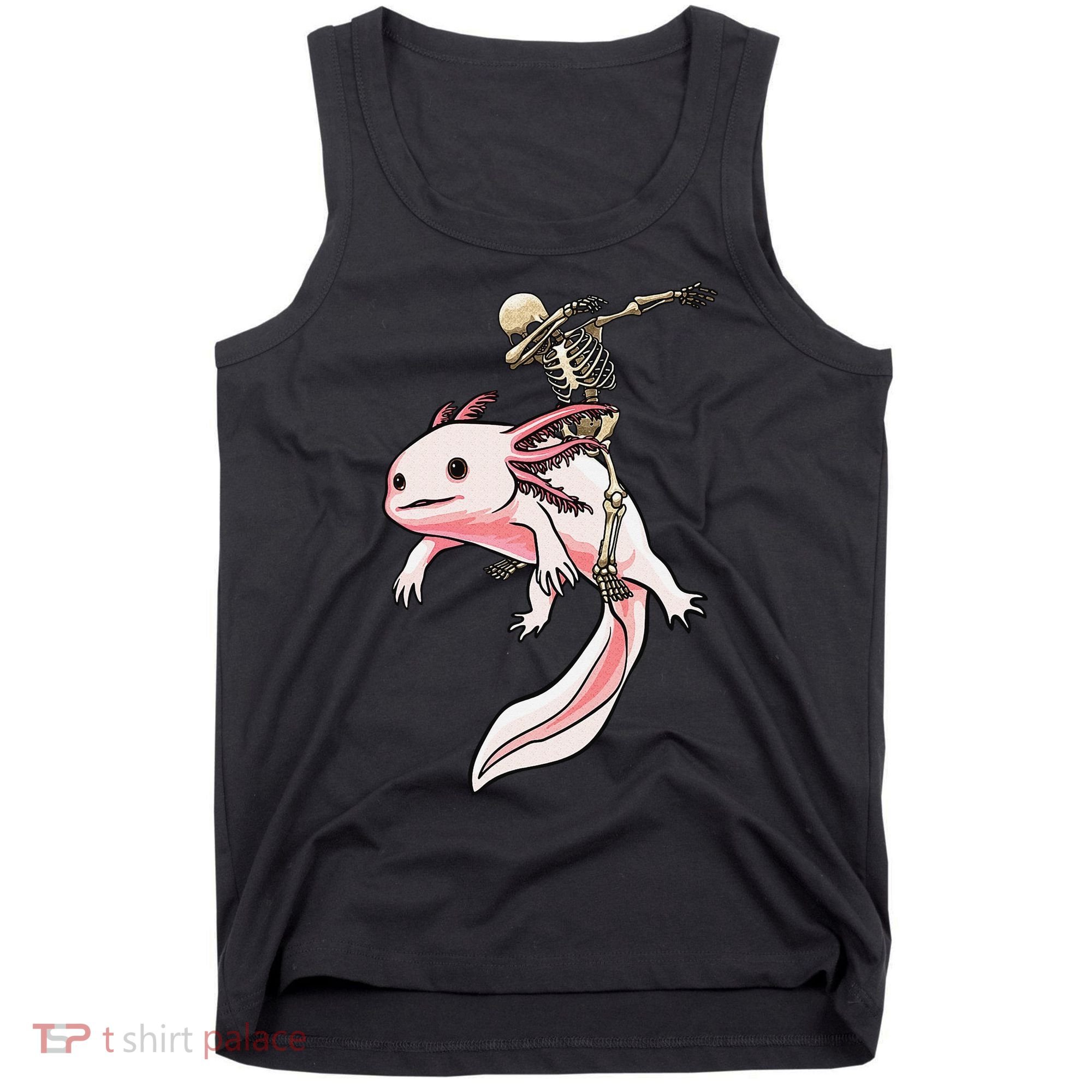 Halloween Skeleton Riding Axolotl Cute Tank Top