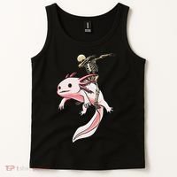 Halloween Skeleton Riding Axolotl Cute Tank Top thumb 2