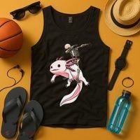 Halloween Skeleton Riding Axolotl Cute Tank Top thumb 4