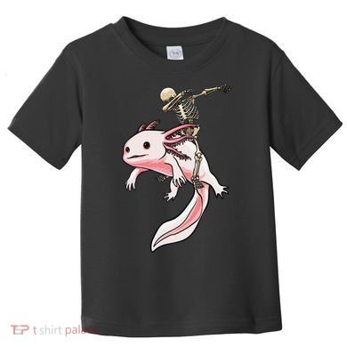 Halloween Skeleton Riding Axolotl Cute Toddler T-Shirt