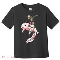 Halloween Skeleton Riding Axolotl Cute Toddler T-Shirt thumb 0