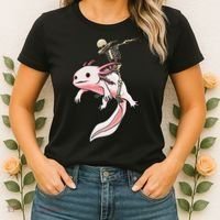 Halloween Skeleton Riding Axolotl Cute Women's T-Shirt thumb 2