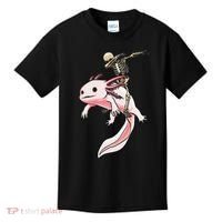 Halloween Skeleton Riding Axolotl Cute Kids T-Shirt thumb 0