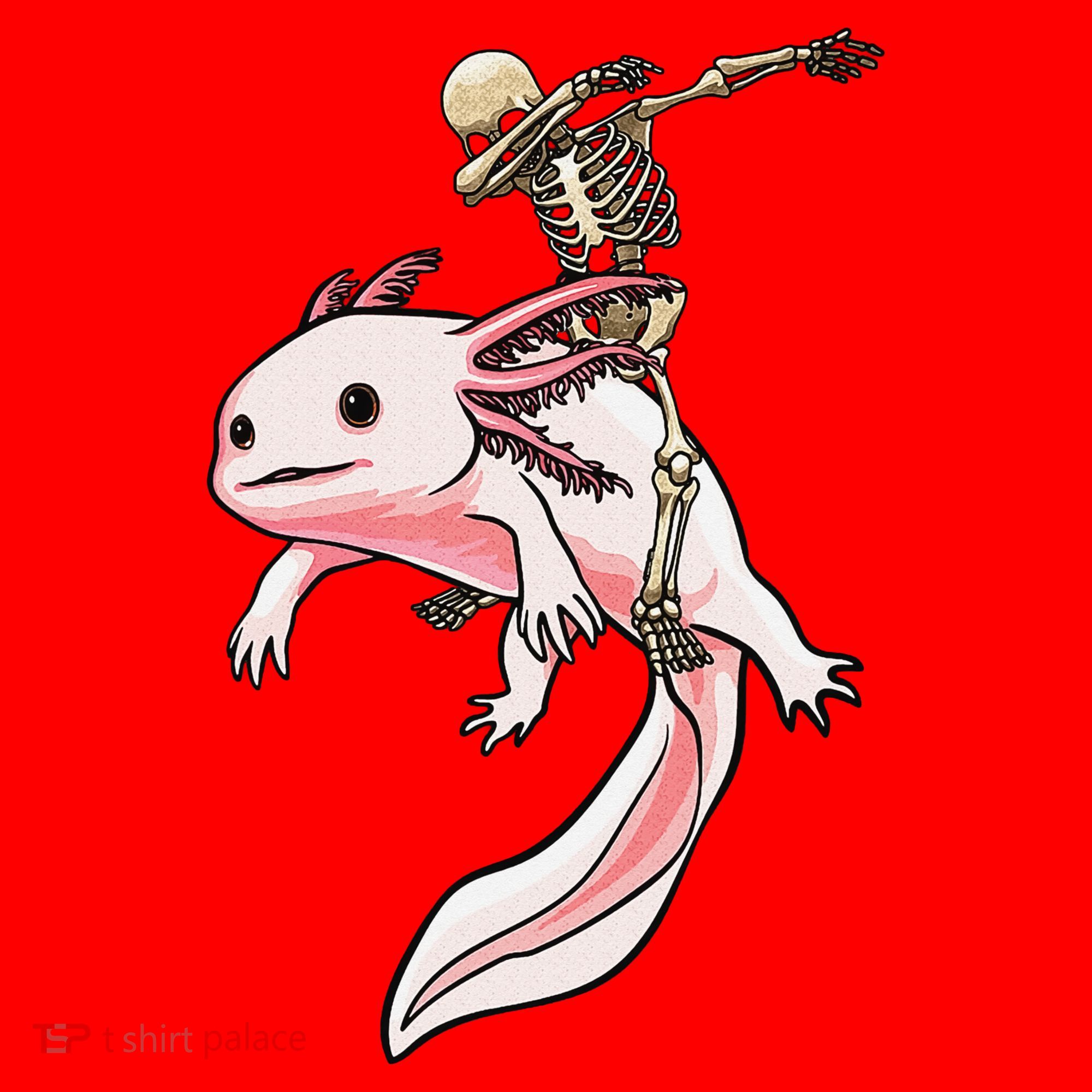 Halloween Skeleton Riding Axolotl Cute Santa Hat