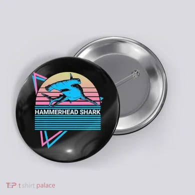 Hammerhead Shark Retro Button