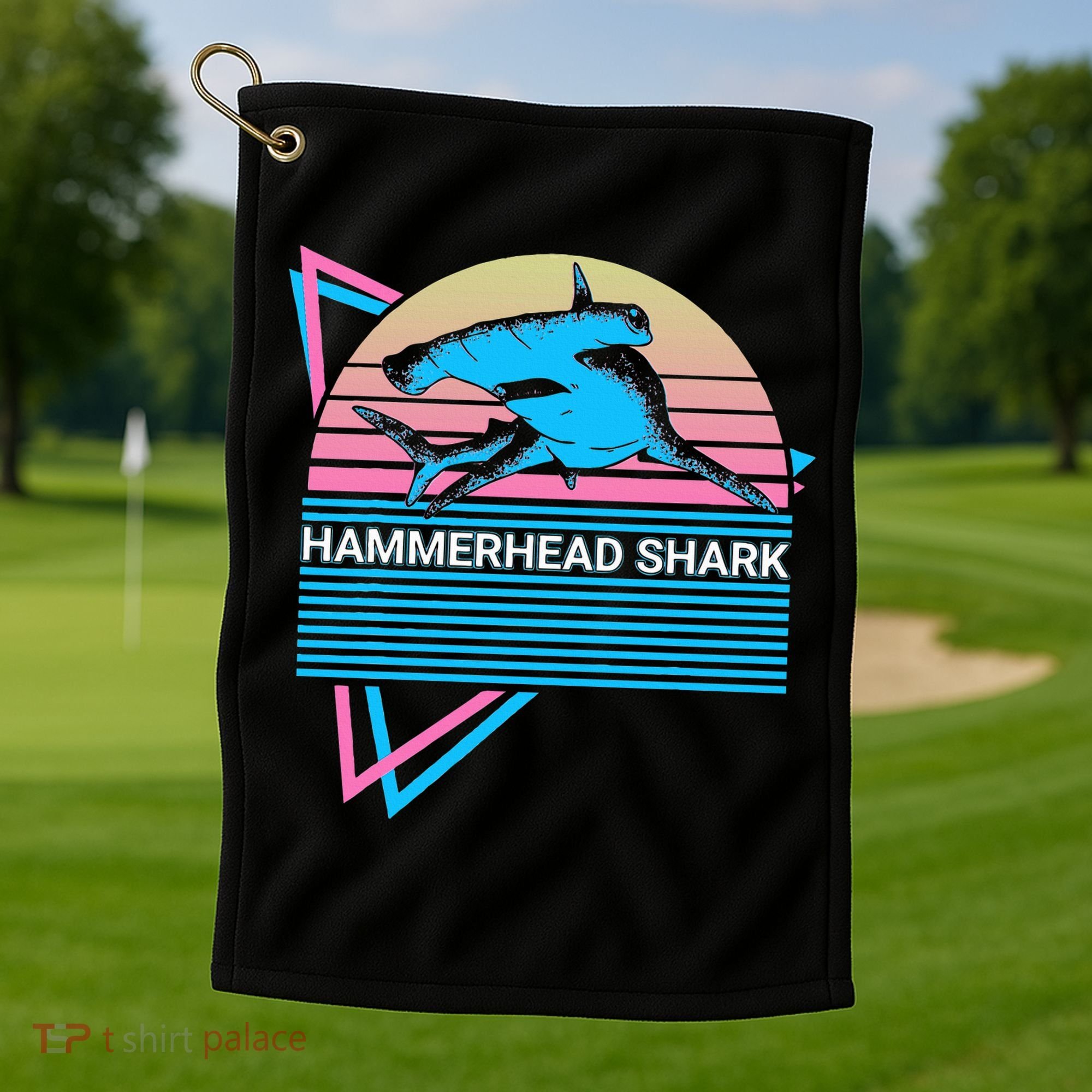 Hammerhead Shark Retro Golf Towel