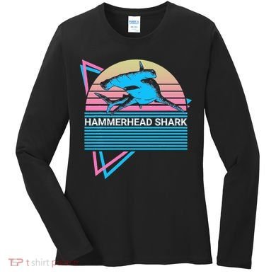 Hammerhead Shark Retro Women's Long Sleeve Shirt
