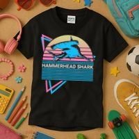 Hammerhead Shark Retro Kids T-Shirt thumb 3