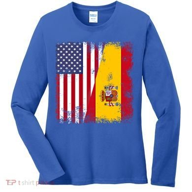 Half Spaniard Spanish Flag Vintage Spain Usa Gift Women's Long Sleeve Shirt