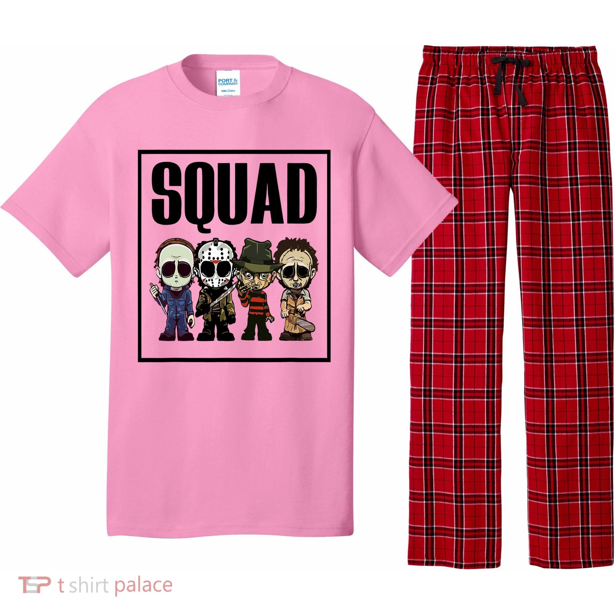 Halloween Shirt Squad Horror Character Pajama Set