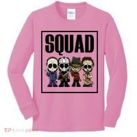 Halloween Shirt Squad Horror Character Kids Long Sleeve Shirt thumb 0