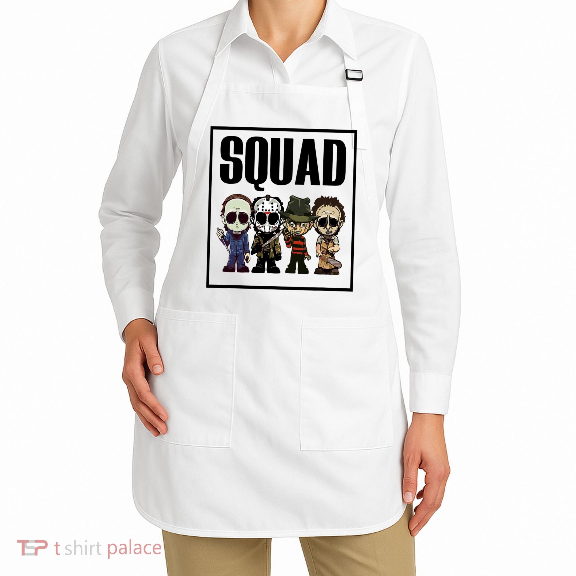 Halloween Shirt Squad Horror Character Apron