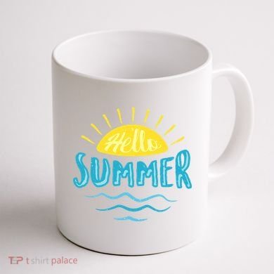 Hello Summer Sunset Coffee Mug back