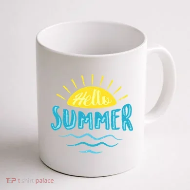 Hello Summer Sunset Coffee Mug back