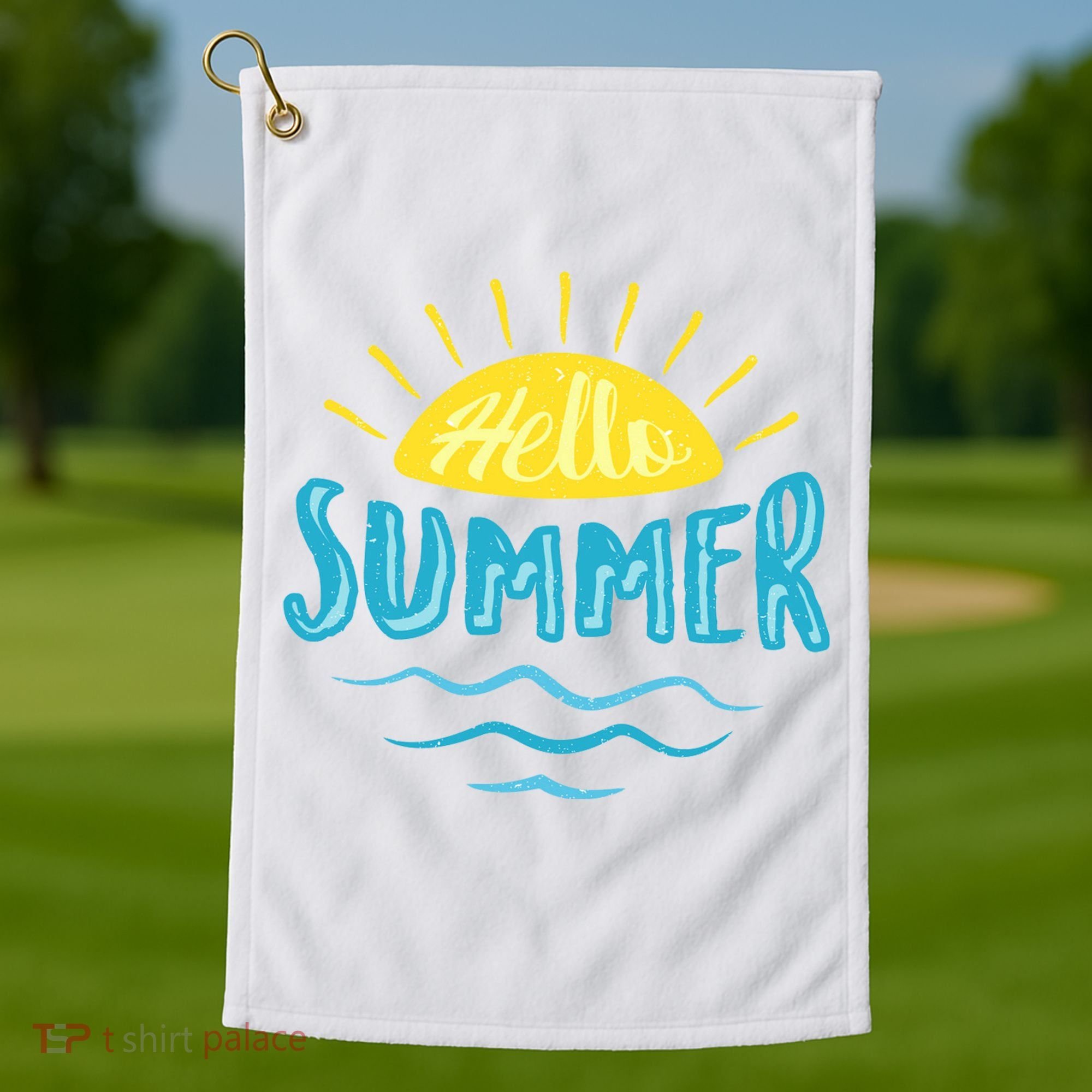 Hello Summer Sunset Golf Towel