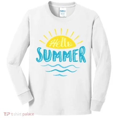 Hello Summer Sunset Kids Long Sleeve Shirt