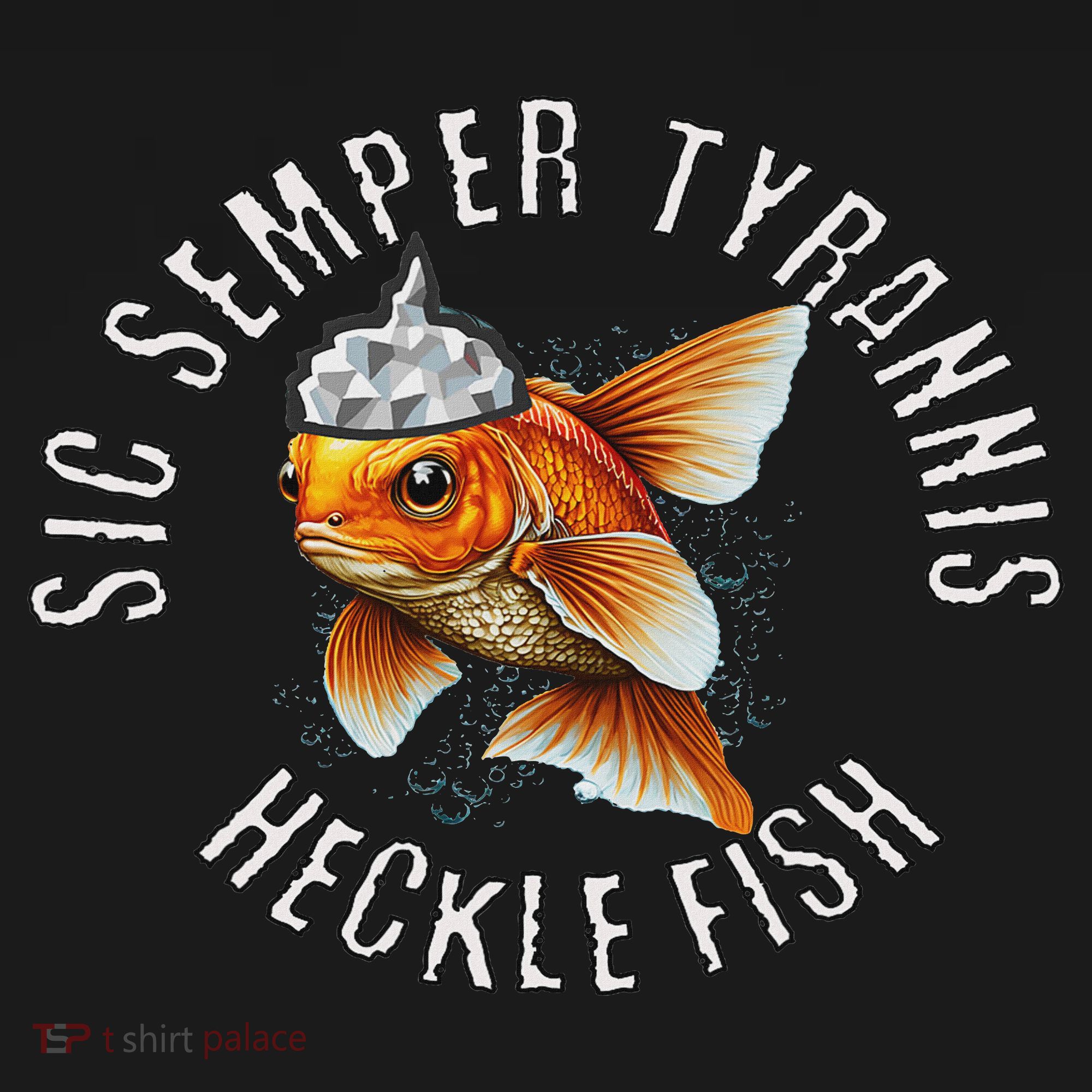 Hecklefish Says Sic Semper Tyrannis Wearing A Tinfoil Hat USA-Made Doggie Bandana