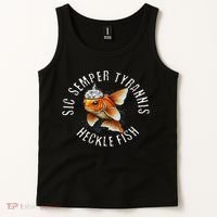 Hecklefish Says Sic Semper Tyrannis Wearing A Tinfoil Hat Tank Top thumb 2