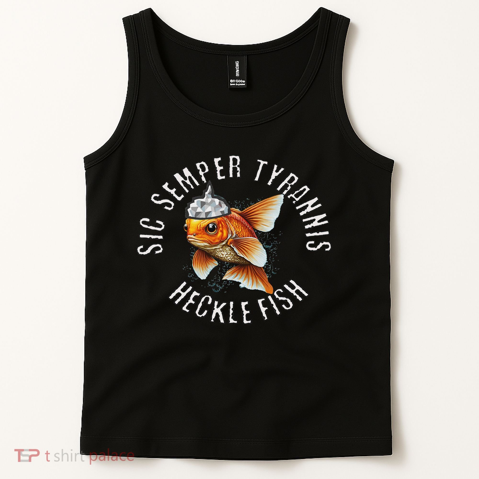 Hecklefish Says Sic Semper Tyrannis Wearing A Tinfoil Hat Tank Top