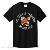 Hecklefish Says Sic Semper Tyrannis Wearing A Tinfoil Hat Kids T-Shirt thumb 0