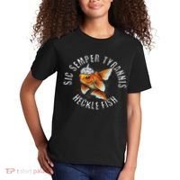 Hecklefish Says Sic Semper Tyrannis Wearing A Tinfoil Hat Kids T-Shirt thumb 2