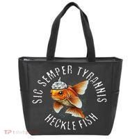 Hecklefish Says Sic Semper Tyrannis Wearing A Tinfoil Hat Tote Bag thumb 0