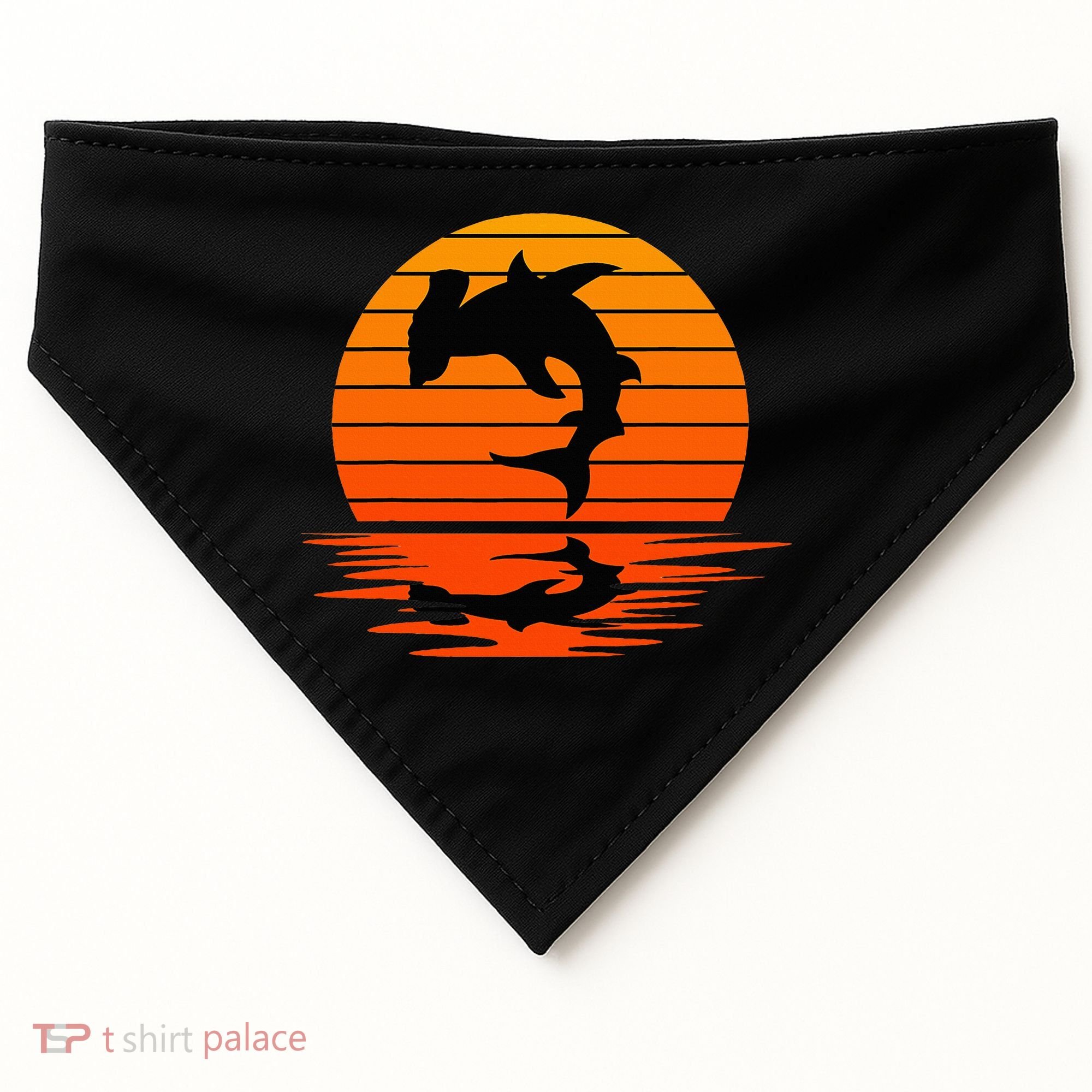 Hammerhead Shark Sihouette Sunset USA-Made Doggie Bandana