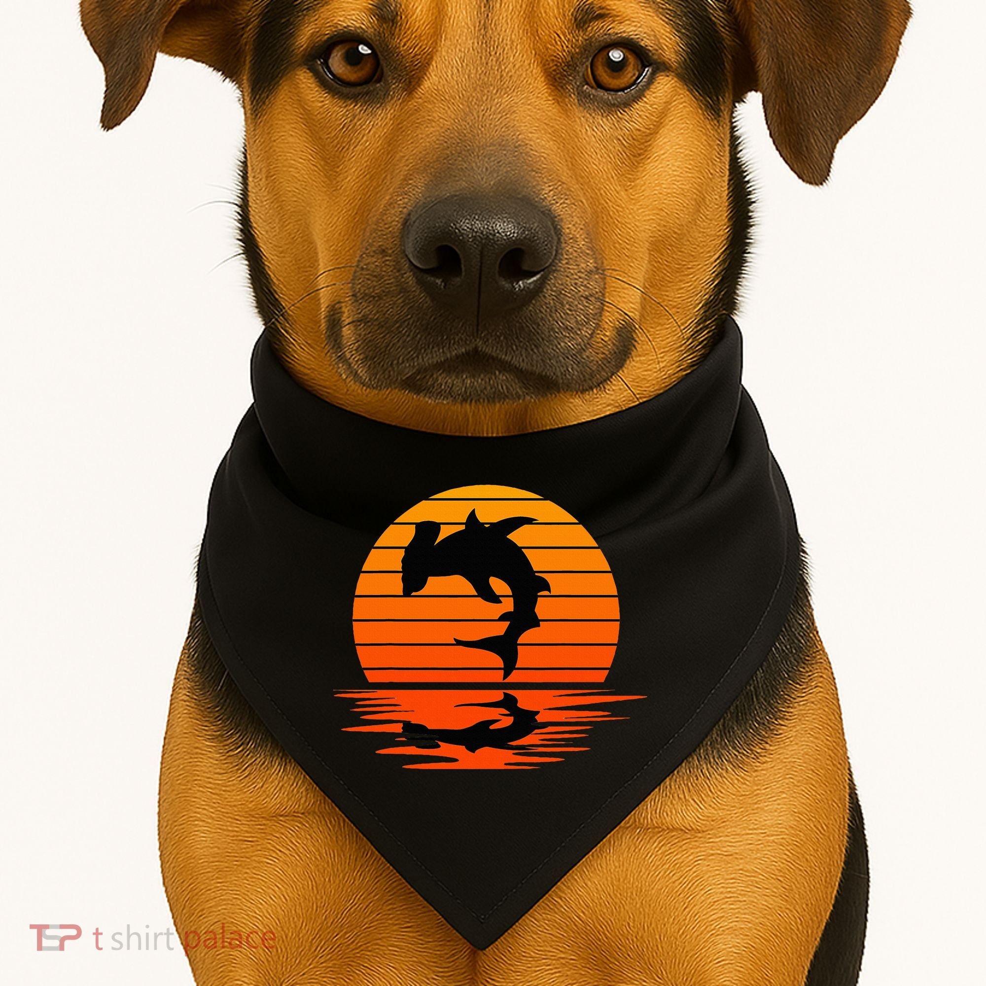 Hammerhead Shark Sihouette Sunset USA-Made Doggie Bandana