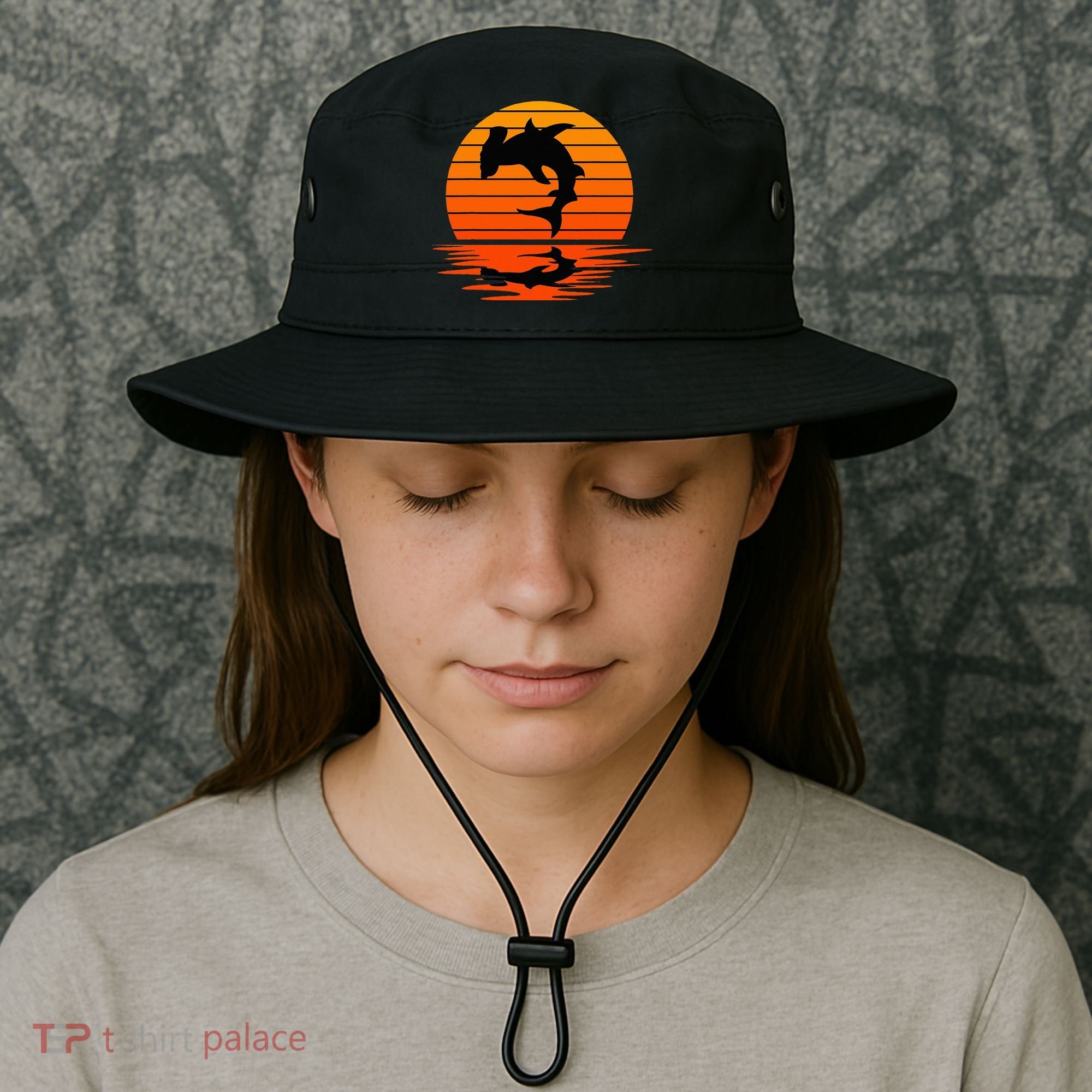 Hammerhead Shark Sihouette Sunset Bucket Hat