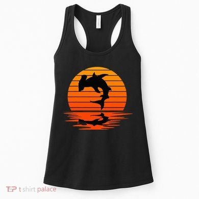 Hammerhead Shark Sihouette Sunset Women's Tank Top