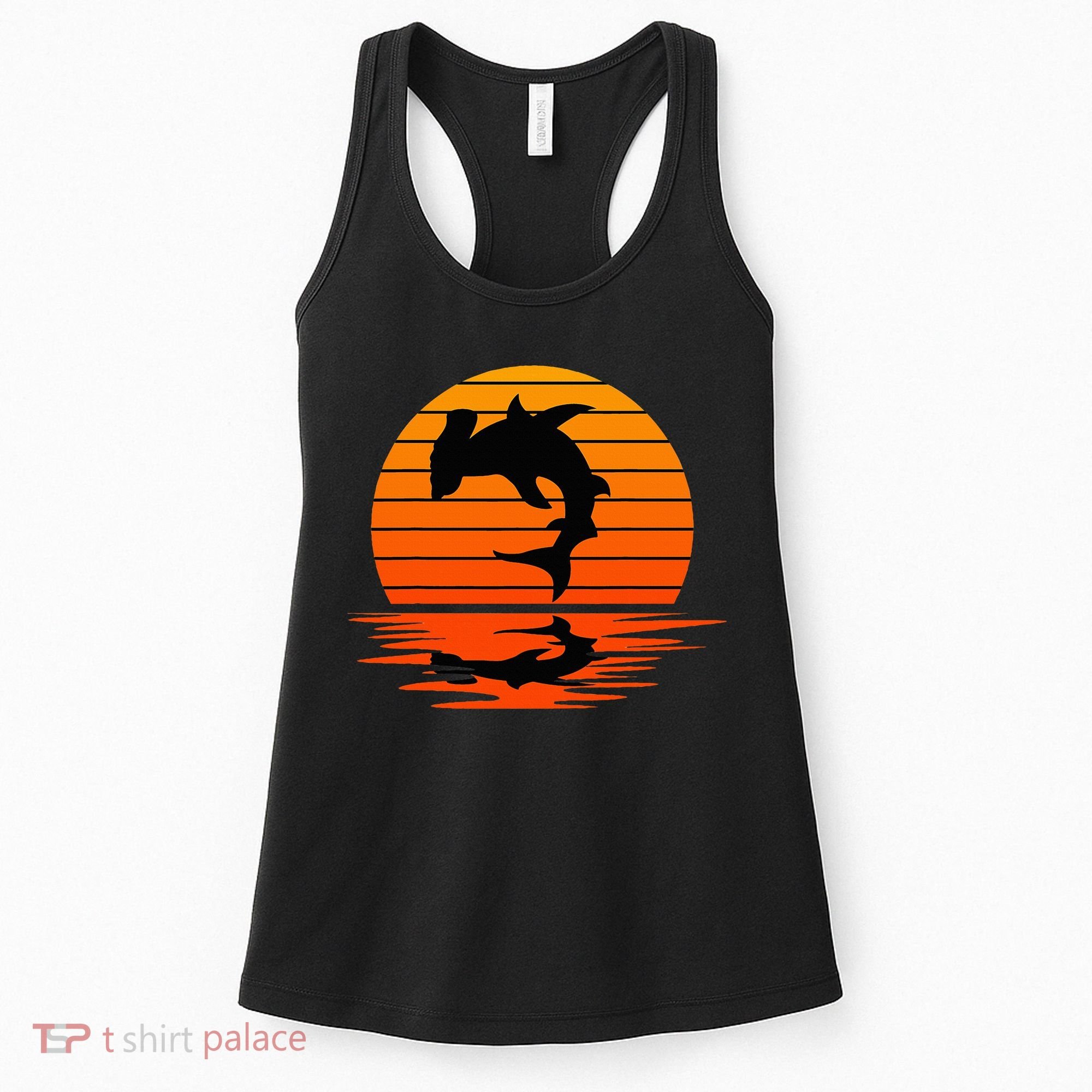 Hammerhead Shark Sihouette Sunset Women's Tank Top