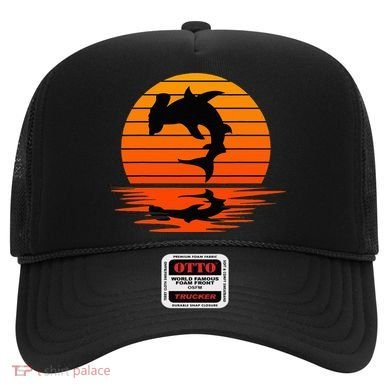 Hammerhead Shark Sihouette Sunset Hat