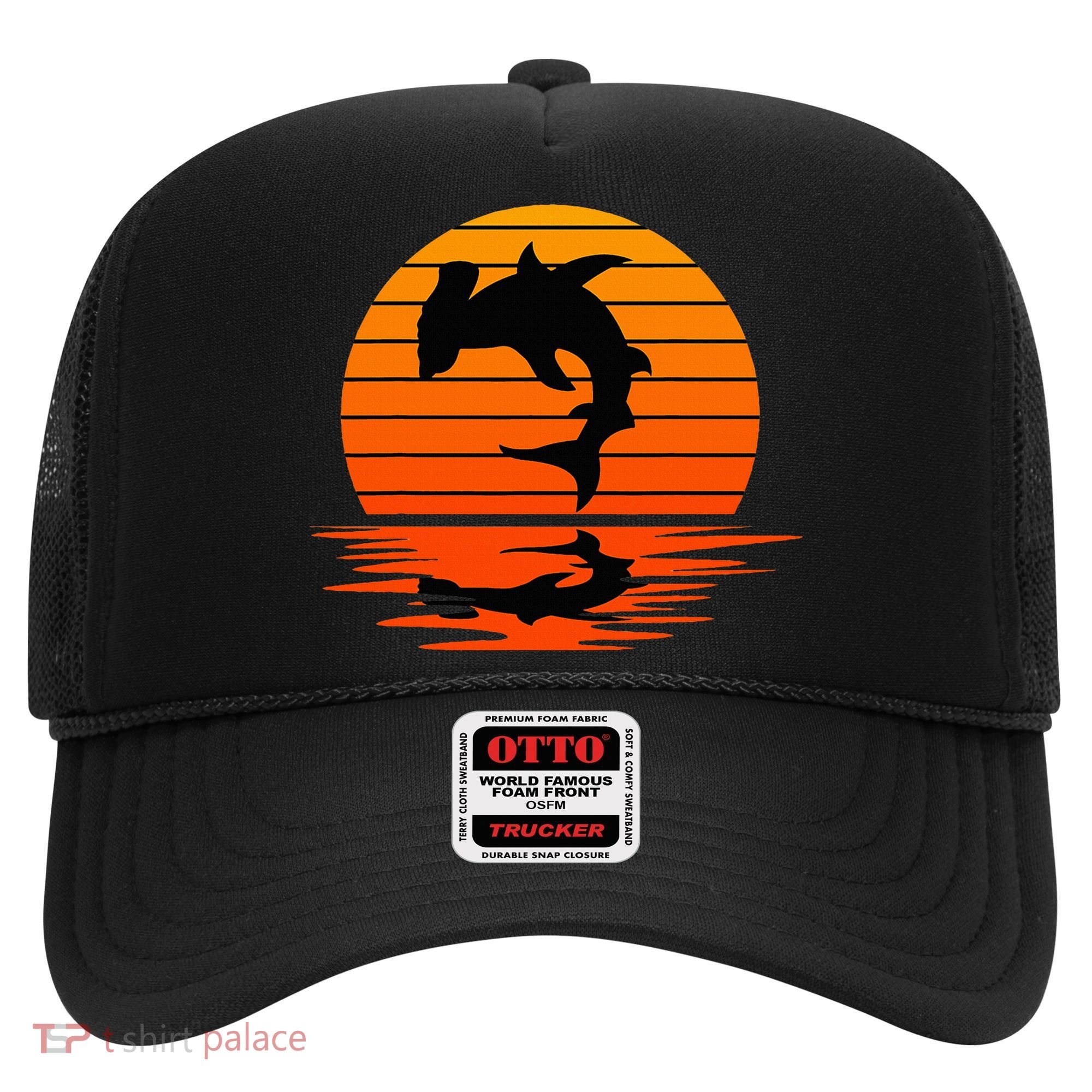 Hammerhead Shark Sihouette Sunset Hat