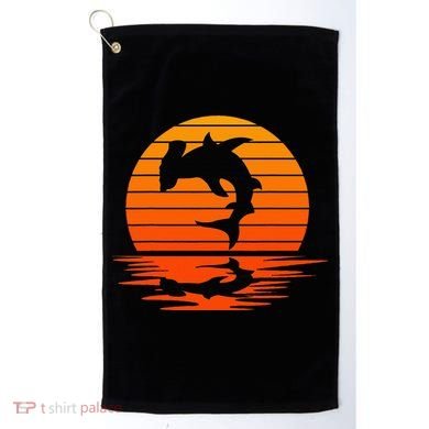 Hammerhead Shark Sihouette Sunset Golf Towel