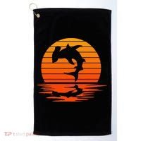 Hammerhead Shark Sihouette Sunset Golf Towel thumb 0