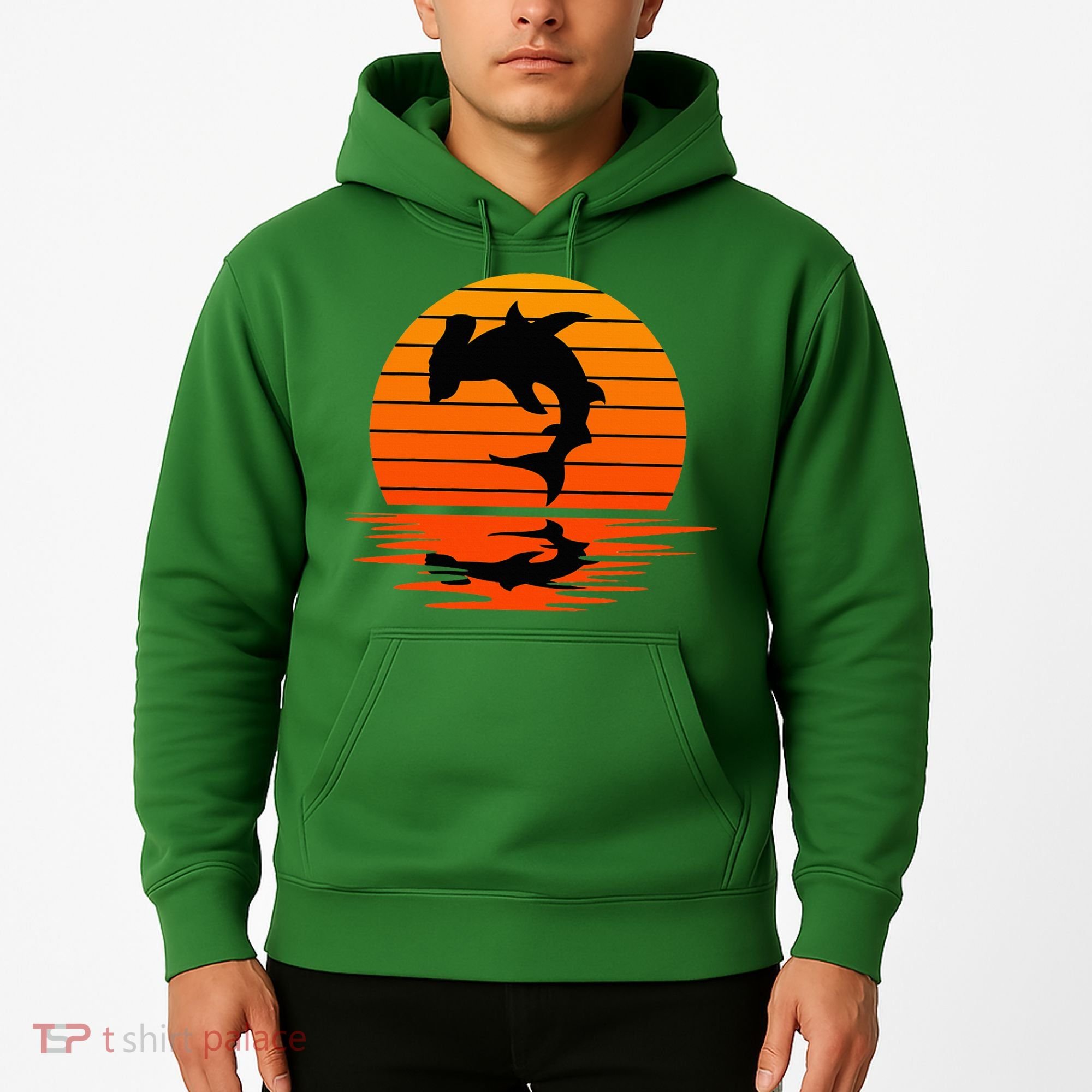 Hammerhead Shark Sihouette Sunset Hoodie