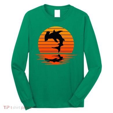 Hammerhead Shark Sihouette Sunset Long Sleeve Shirt
