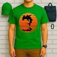 Hammerhead Shark Sihouette Sunset T-Shirt thumb 6