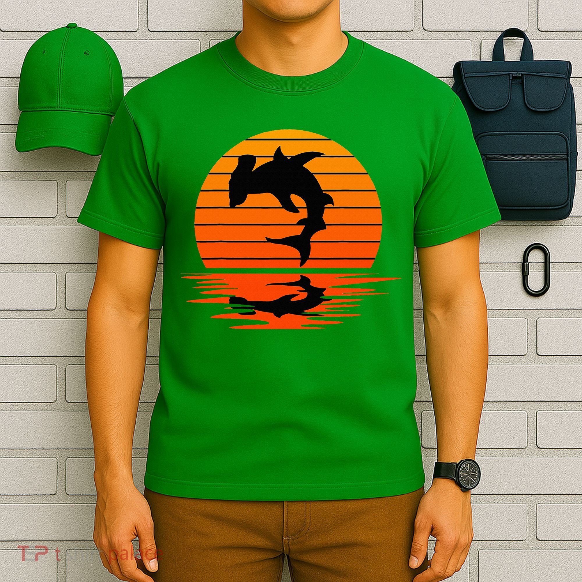 Hammerhead Shark Sihouette Sunset T-Shirt