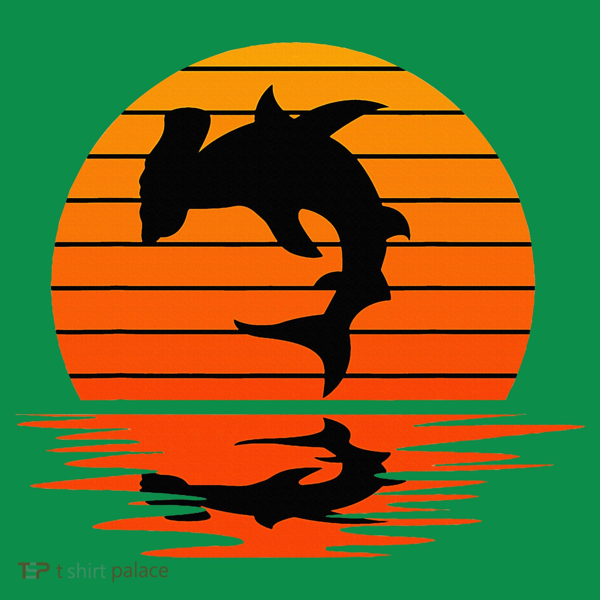 Hammerhead Shark Sihouette Sunset Button