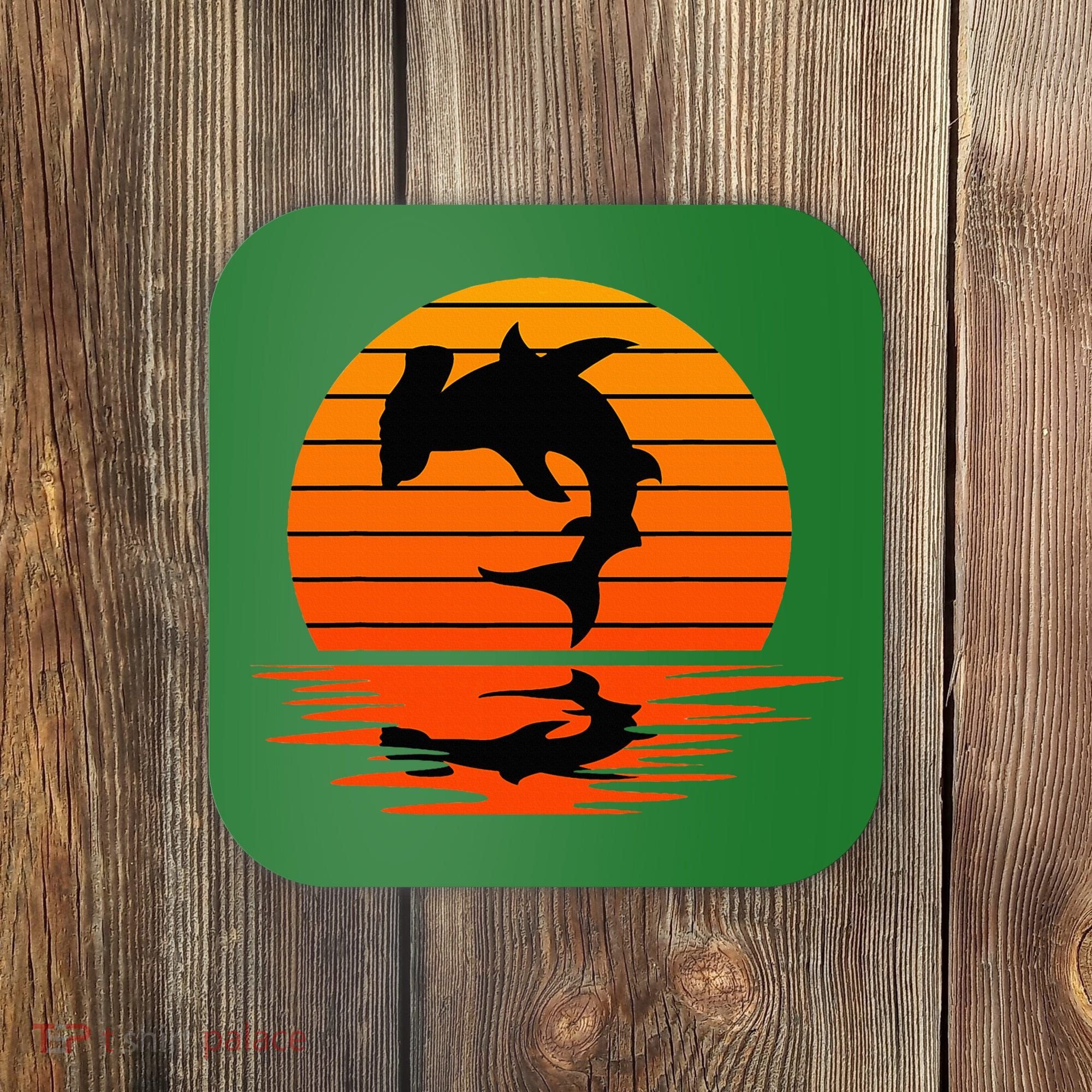 Hammerhead Shark Sihouette Sunset Coaster